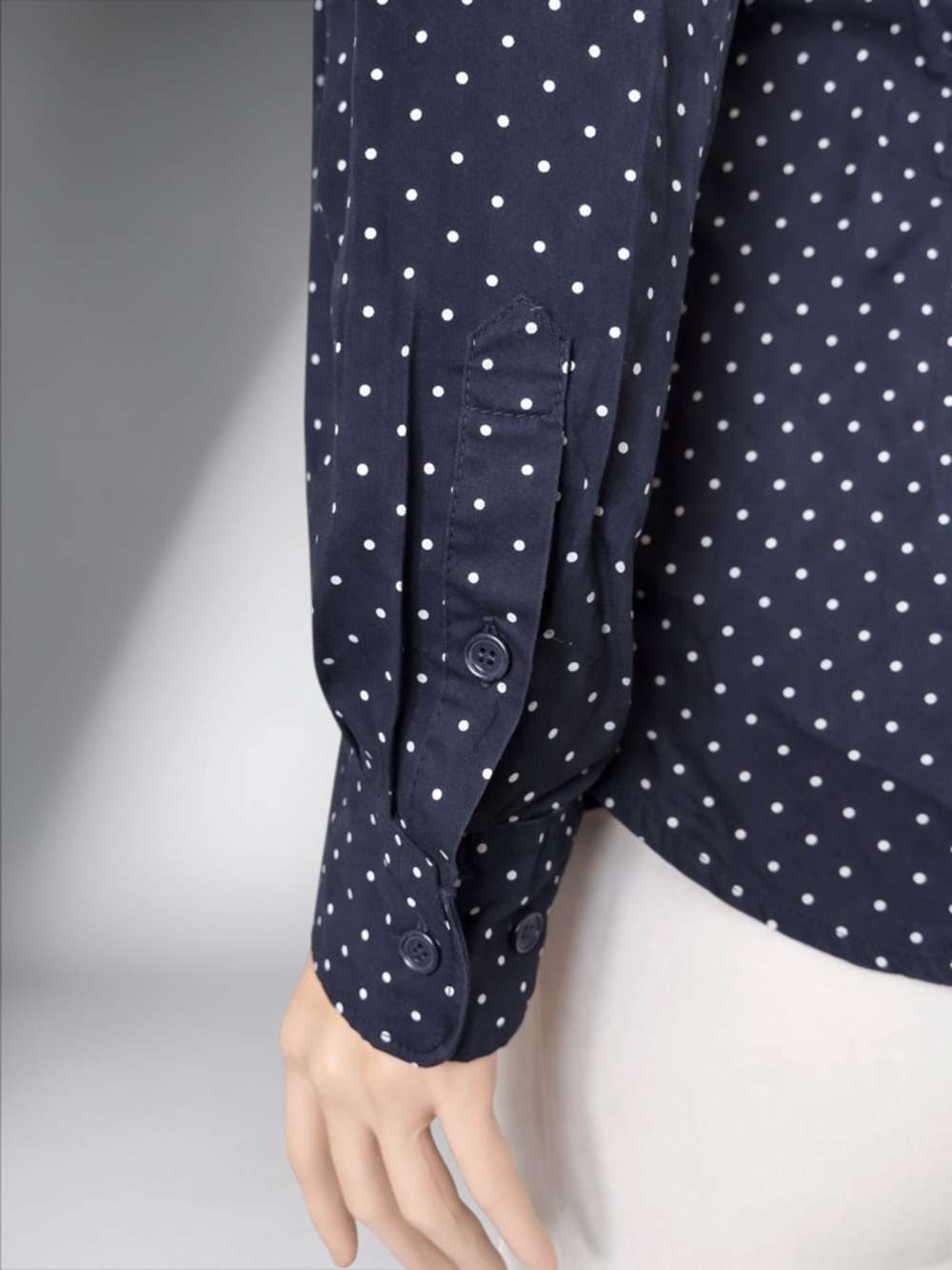 Women's Navy Polka Dot Button-Down Shirt - Picture 6 of 13